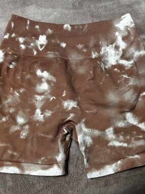 Darc Sport Brown and White Tie-Dye Athletic Shorts